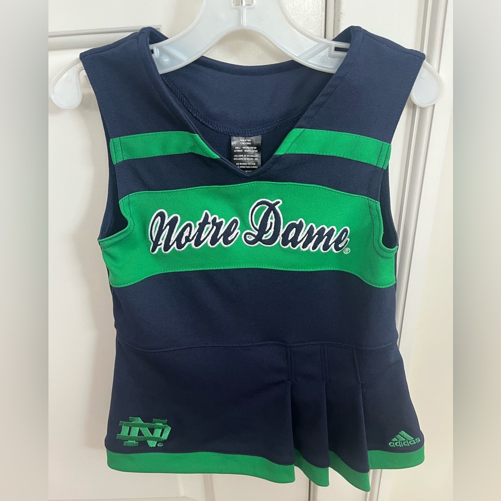 Adidas Notre Dame Girls’ Tank Cheerleader Dress with Pleats, Size 2T, Go Irish!